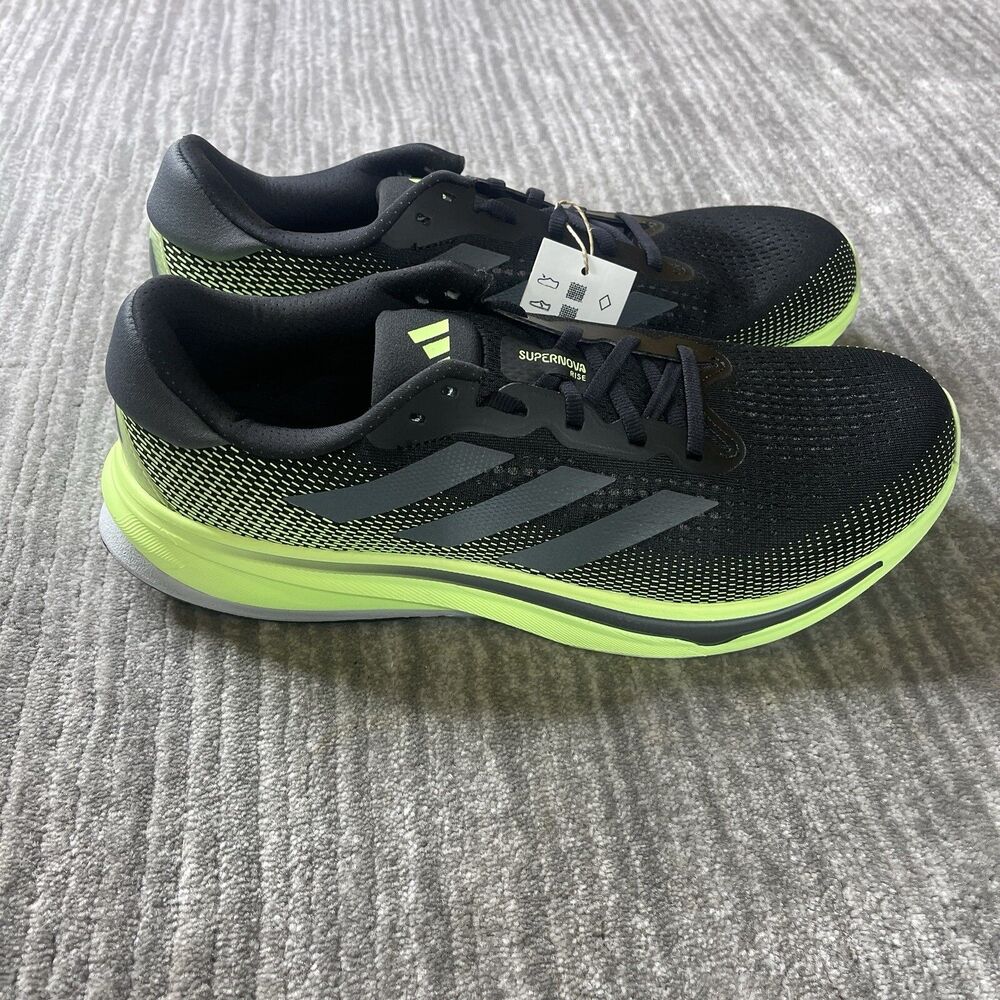 Adidas Supernova Rise M Shoes Men’s 12 Black Green Running Cushion Lightweight